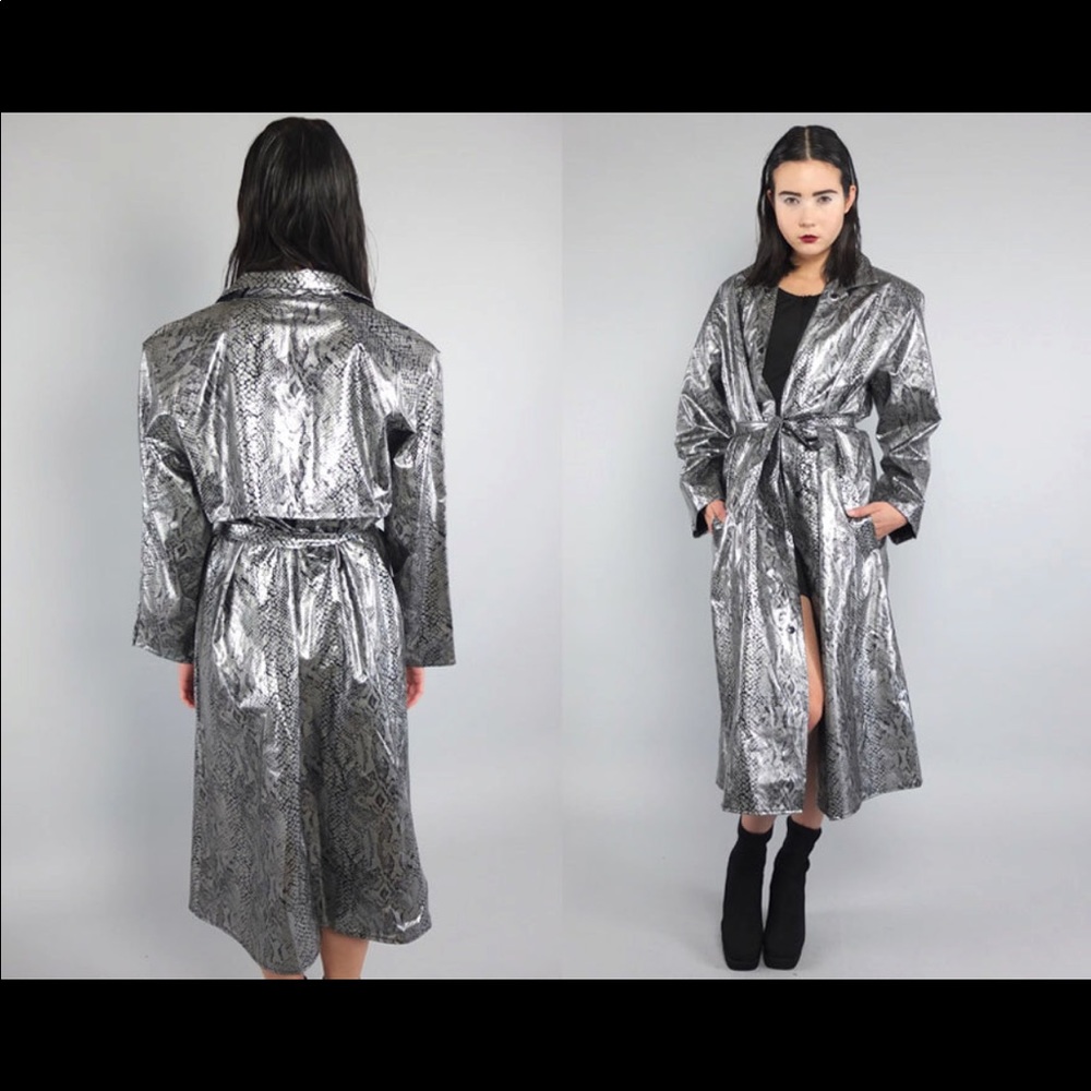 Vintage Retro Snakeskin Vinyl Oversized Raincoat